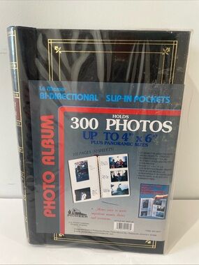 1998 Vintage Pioneer Picture Photo Album Slip In Pocket 4x6 300+ Black NOS